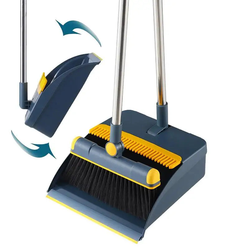 Rotatable Broom and Dustpan Set with Long Handle