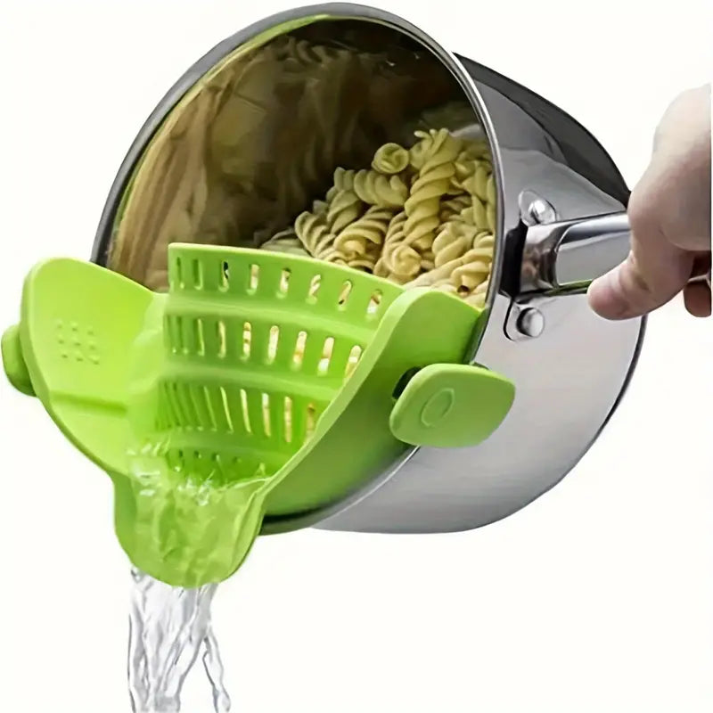 Adjustable Silicone Pot Strainer - Clip On Strainer for Pots, Pans