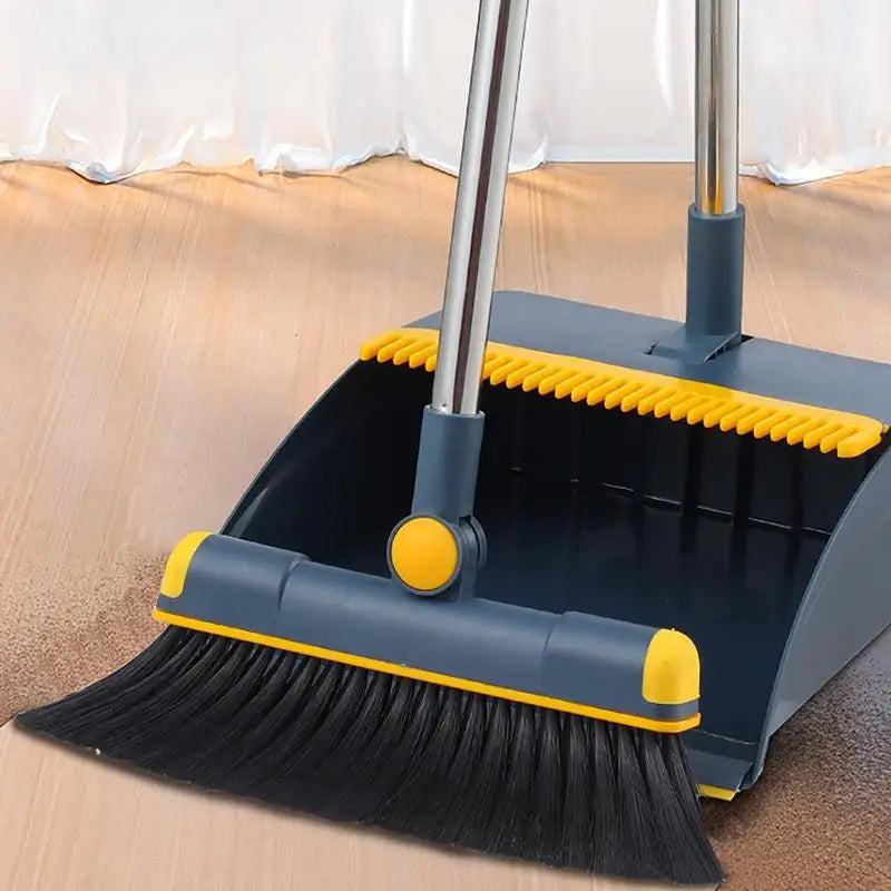 Rotatable Broom and Dustpan Set with Long Handle