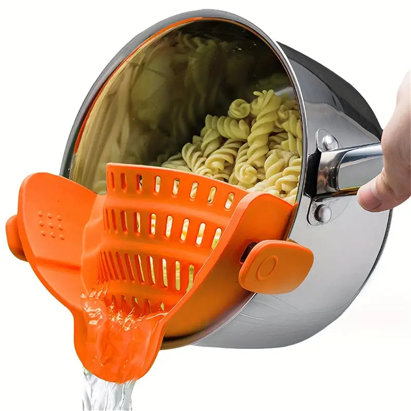 Adjustable Silicone Pot Strainer - Clip On Strainer for Pots, Pans