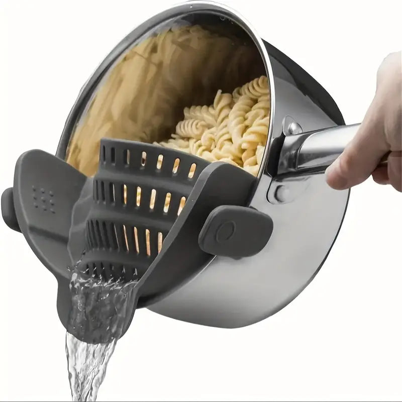 Adjustable Silicone Pot Strainer - Clip On Strainer for Pots, Pans