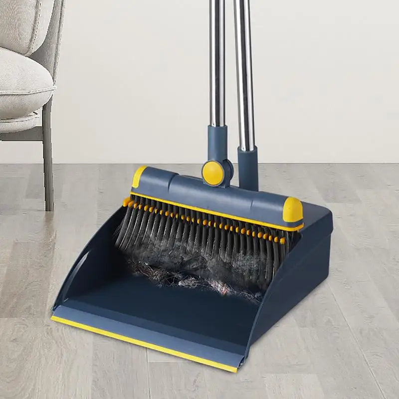 Rotatable Broom and Dustpan Set with Long Handle