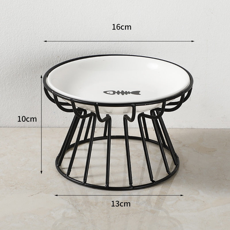 New Fashion High-end Pet Bowl Various Cartoon Paw Patterns Stainless Steel Shelf Ceramic Bowl Feeding for Dog and Cat Pet Feeder - Statnmore-7861