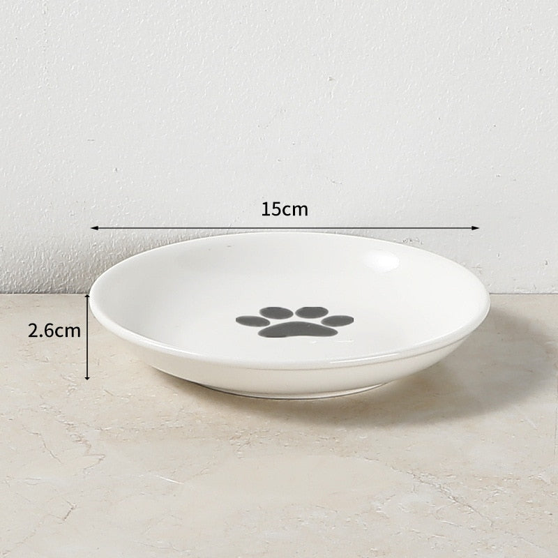 New Fashion High-end Pet Bowl Various Cartoon Paw Patterns Stainless Steel Shelf Ceramic Bowl Feeding for Dog and Cat Pet Feeder - Statnmore-7861