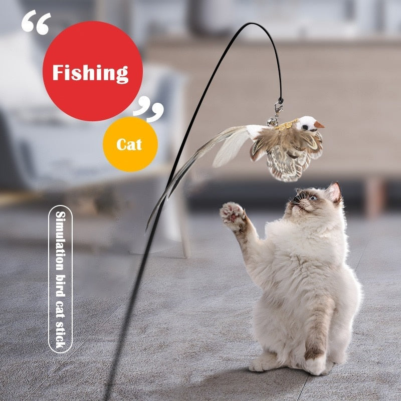 Simulation Funny Feather Bird Interactive Cat Toy