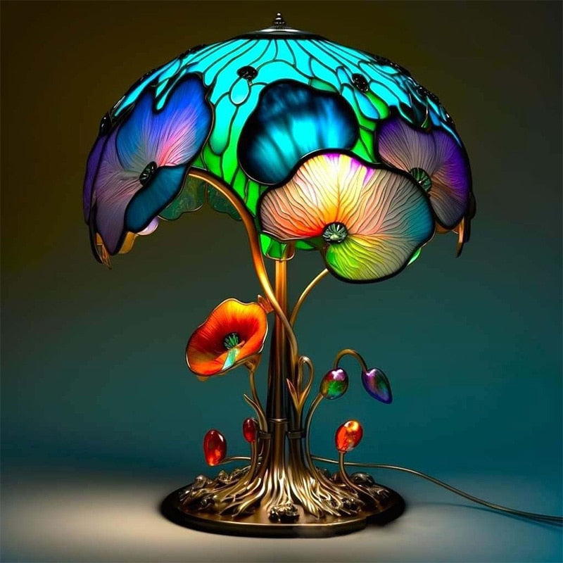 Vintage Stained Resin Mushroom Table Lamp