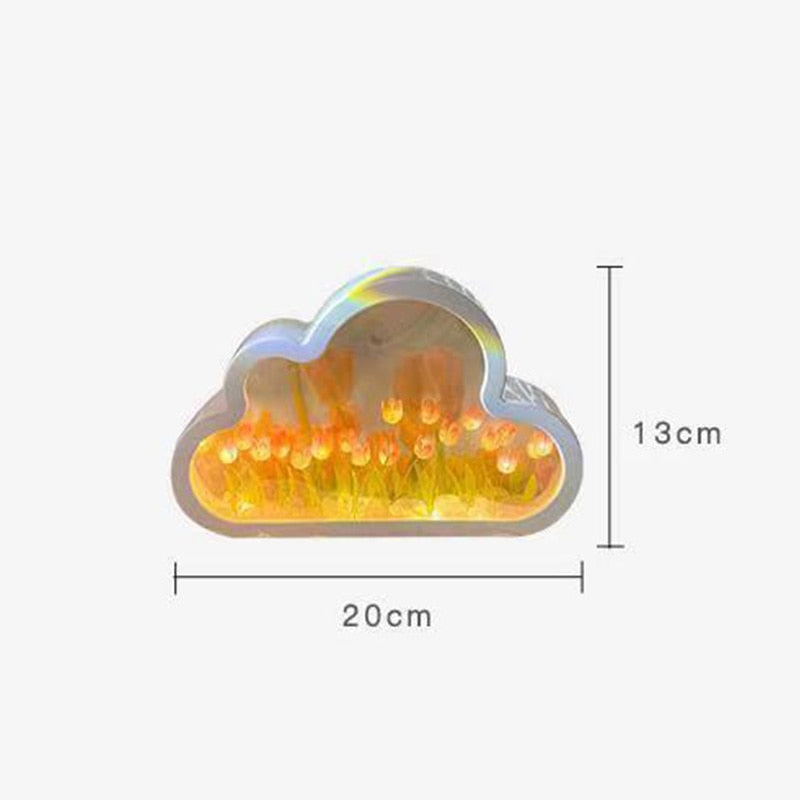 Handmade DIY Cloud Tulip Mirror Small Night Light