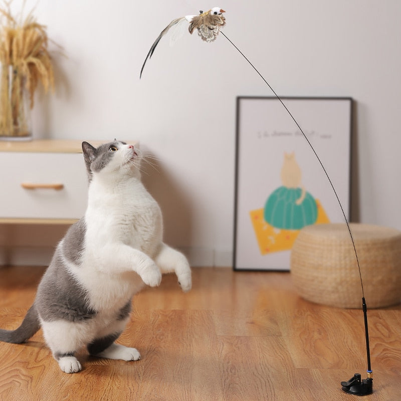 Simulation Funny Feather Bird Interactive Cat Toy